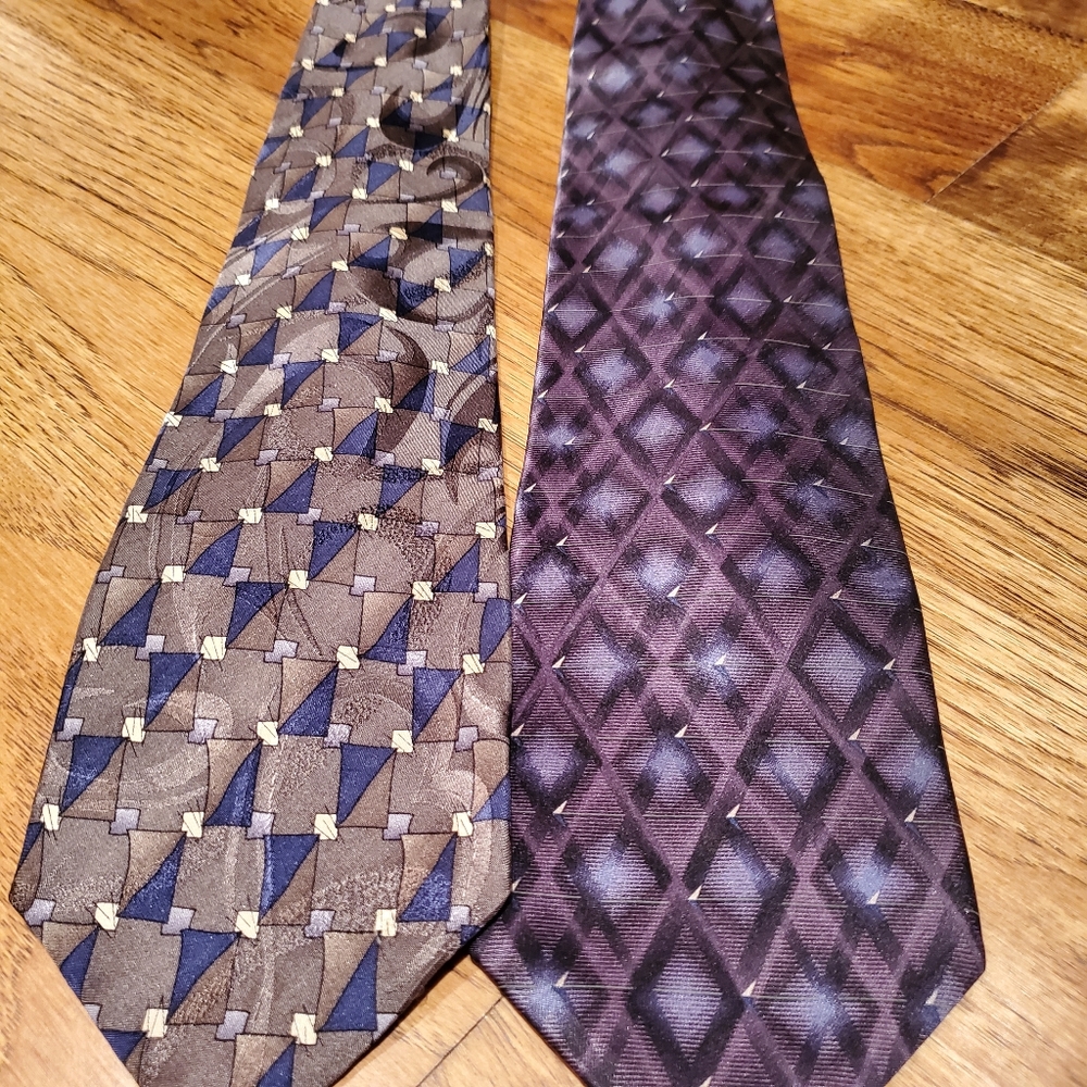 2 Ties Diamonds and Squares Blue and Purple Men's
